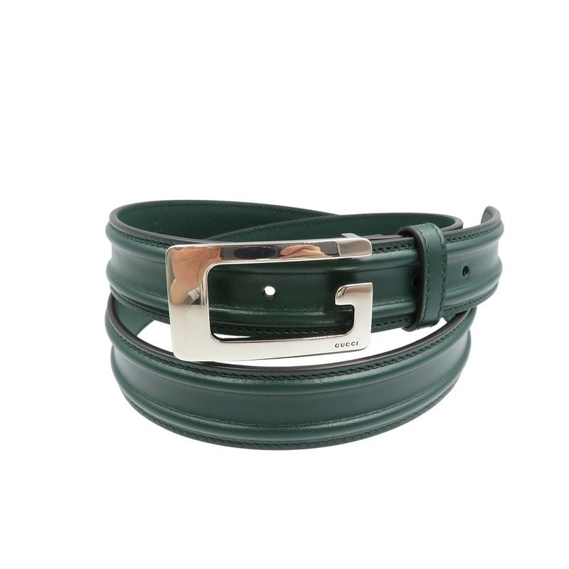 Gucci G Buckle Size 95 Leather Green Belt 0368