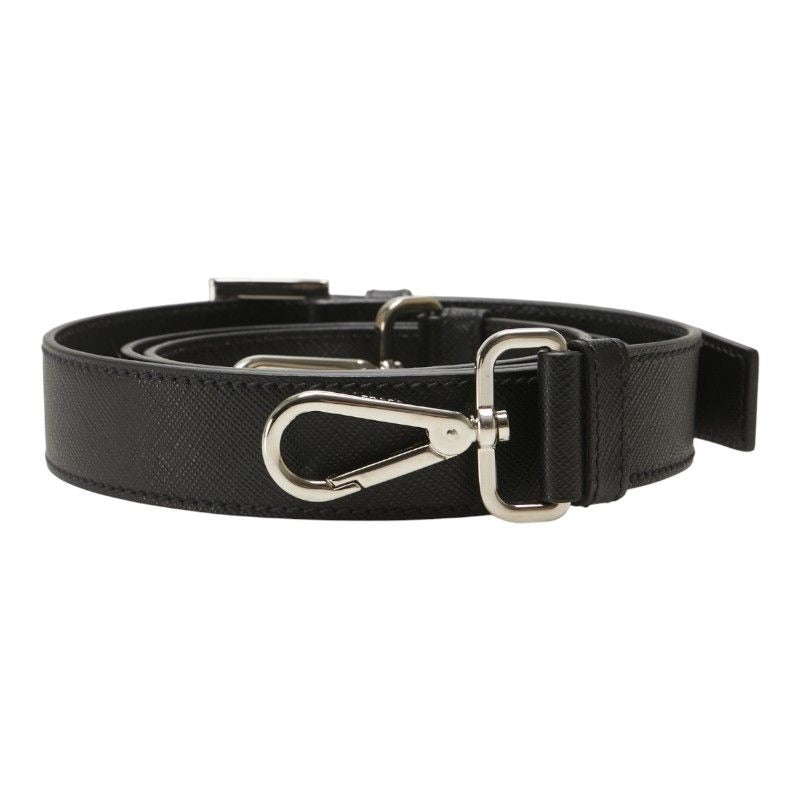 Prada Logo Black Saffiano Leather Belt