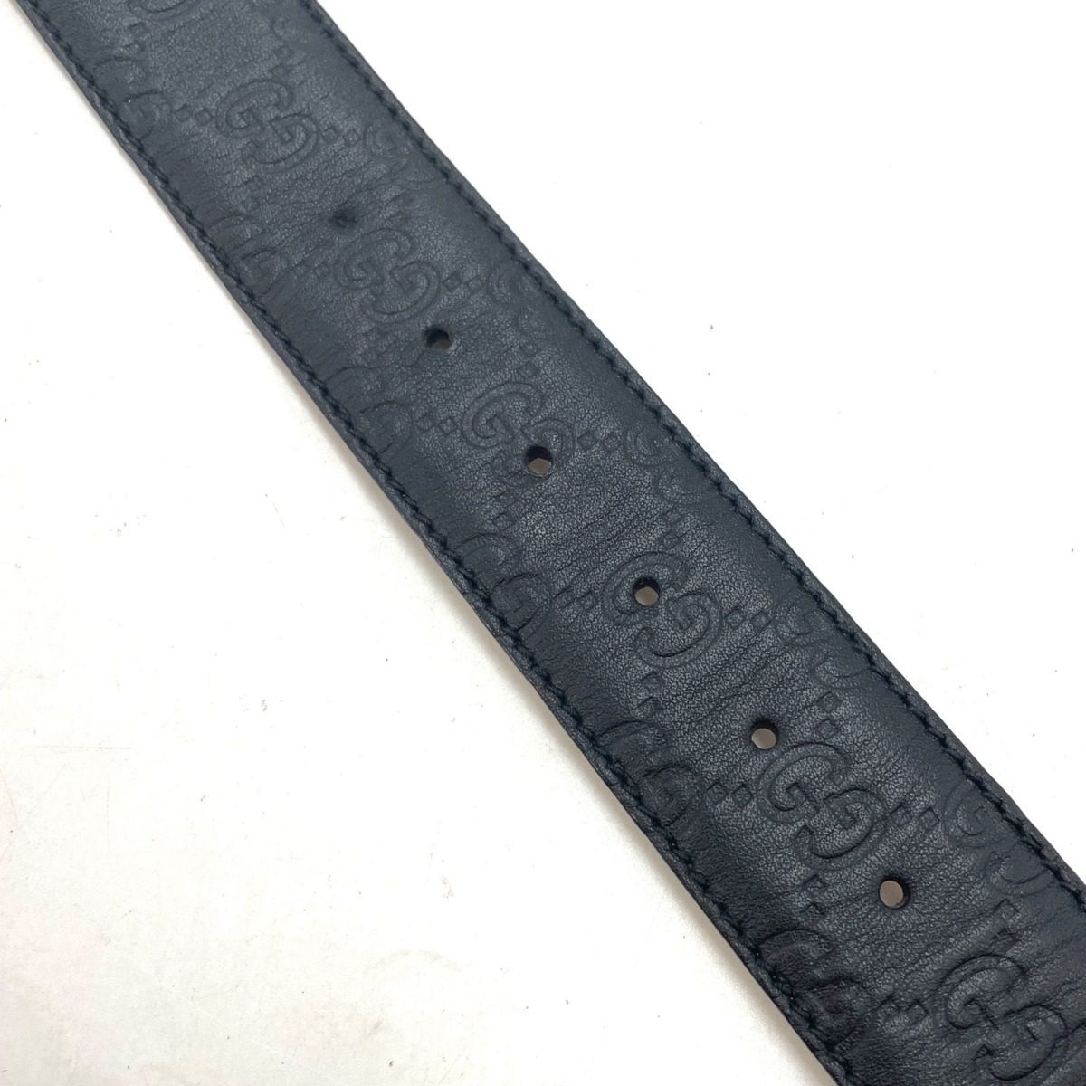 Gucci Interlocking Buckle Guccissima Leather Belt Black