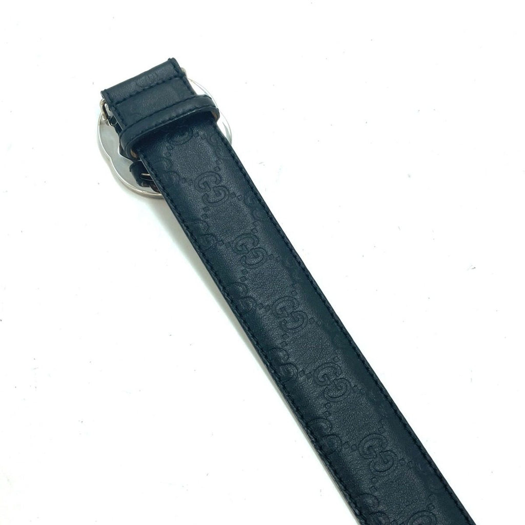 Gucci Interlocking Buckle Guccissima Leather Belt Black