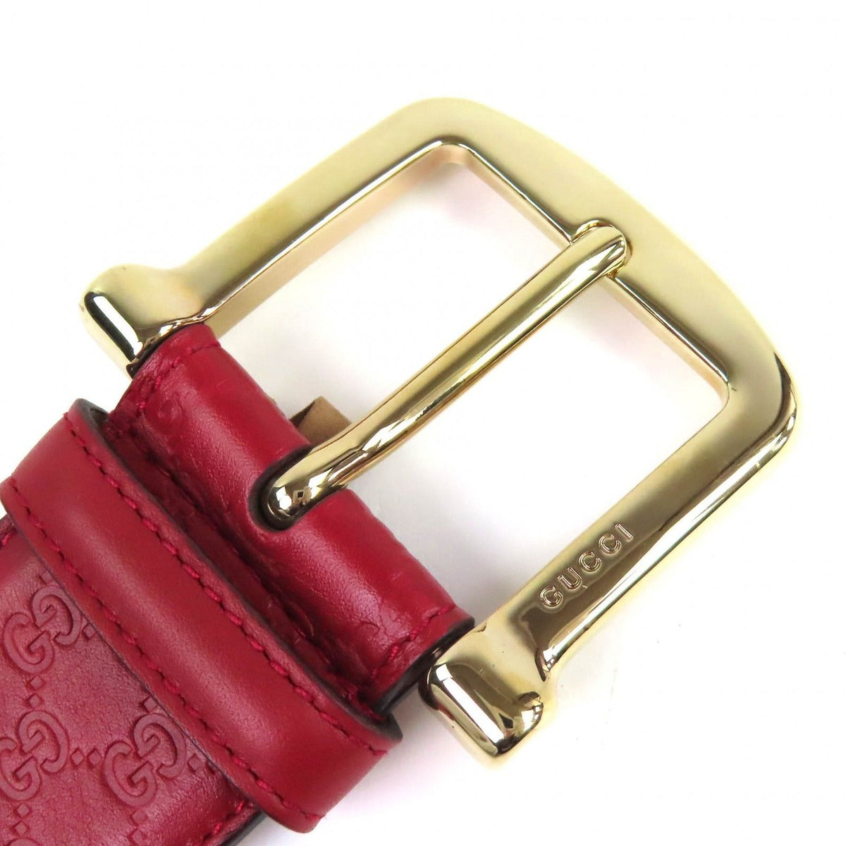 Gucci Micro Guccissima Leather Belt Red Gold