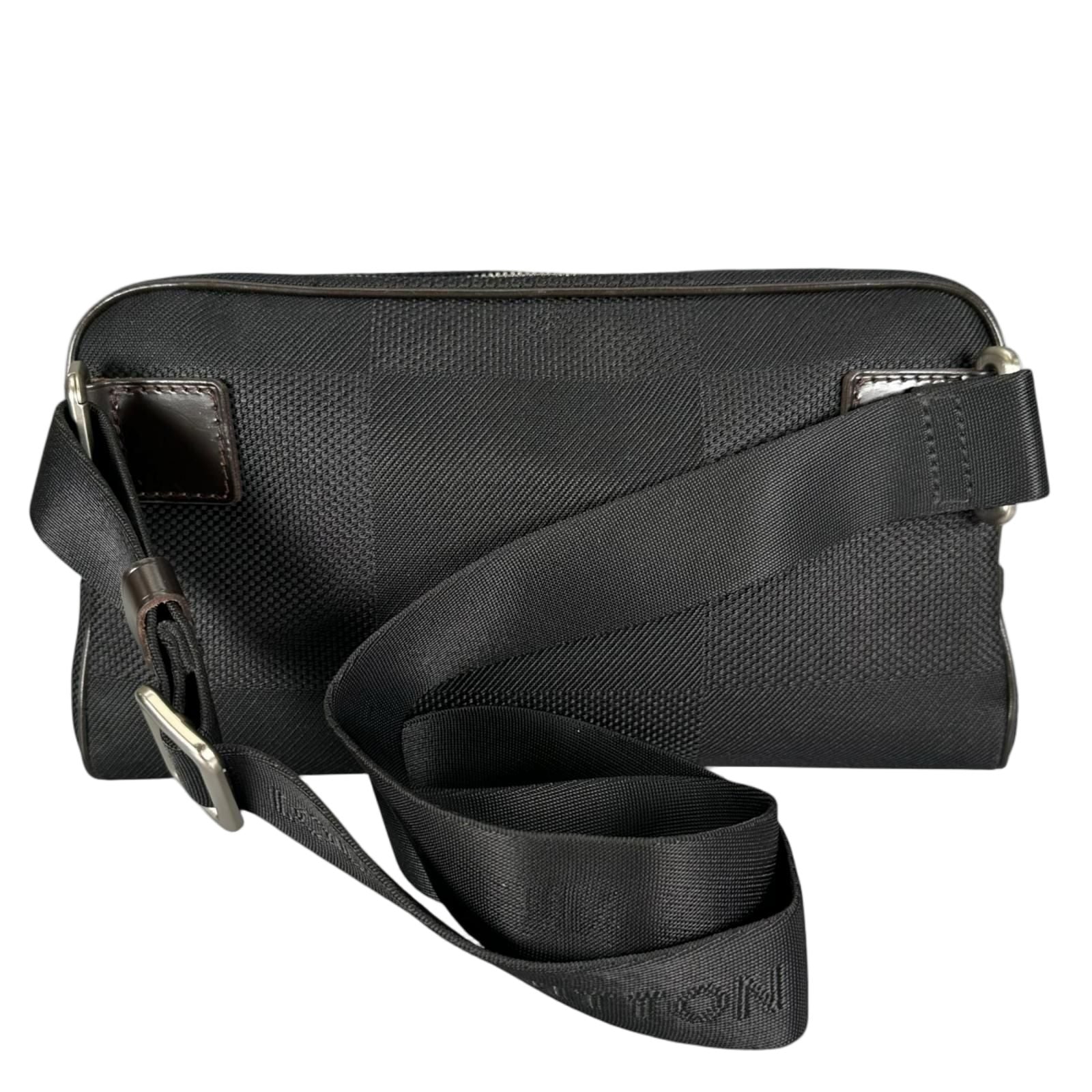 Louis Vuitton Acrobat Damier Geant Noir Leather Nylon Black Belt Bag Silver