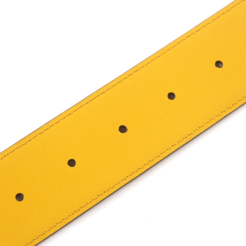 Gucci Memorable Buckle g Logo Bicolor Leather Belt Yellow Blue