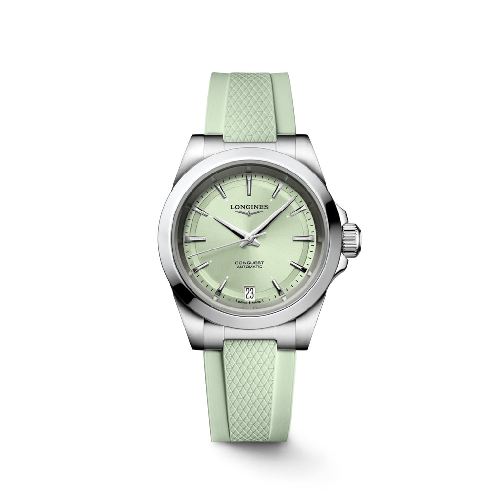 Conquest Auto 34 mm Green on Rubber Strap *