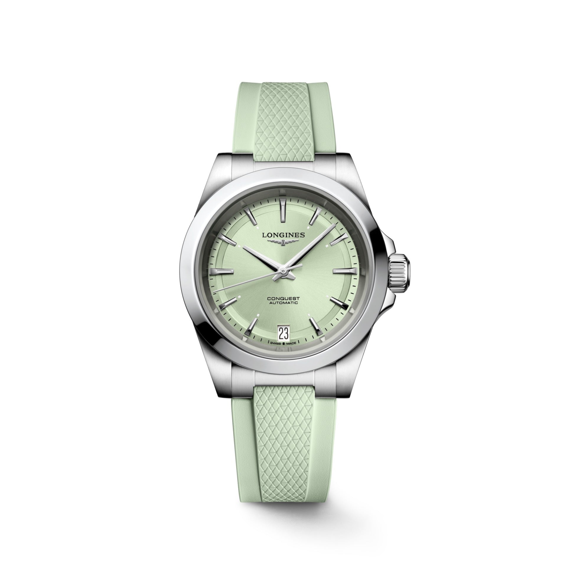 Conquest Auto 34 mm Green on Rubber Strap *