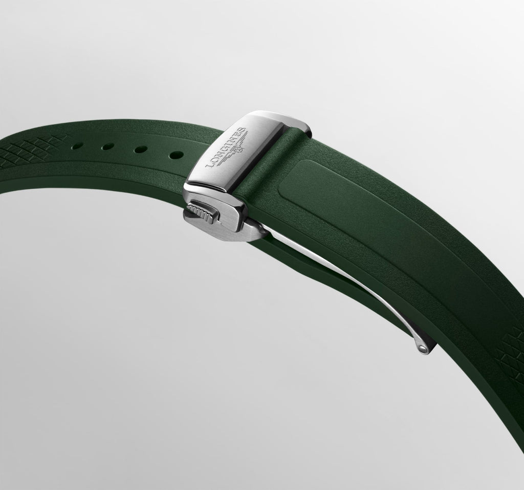 Conquest Auto 38 mm Green on Rubber Strap