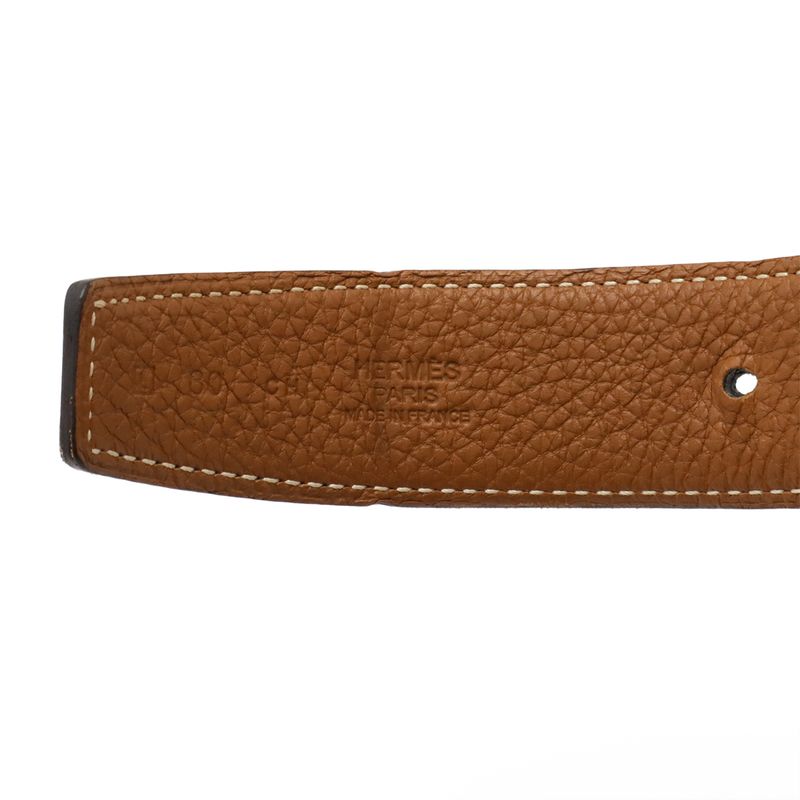 Hermes H Plate Belt Reversible Box Calf Togo Leather Black Brown