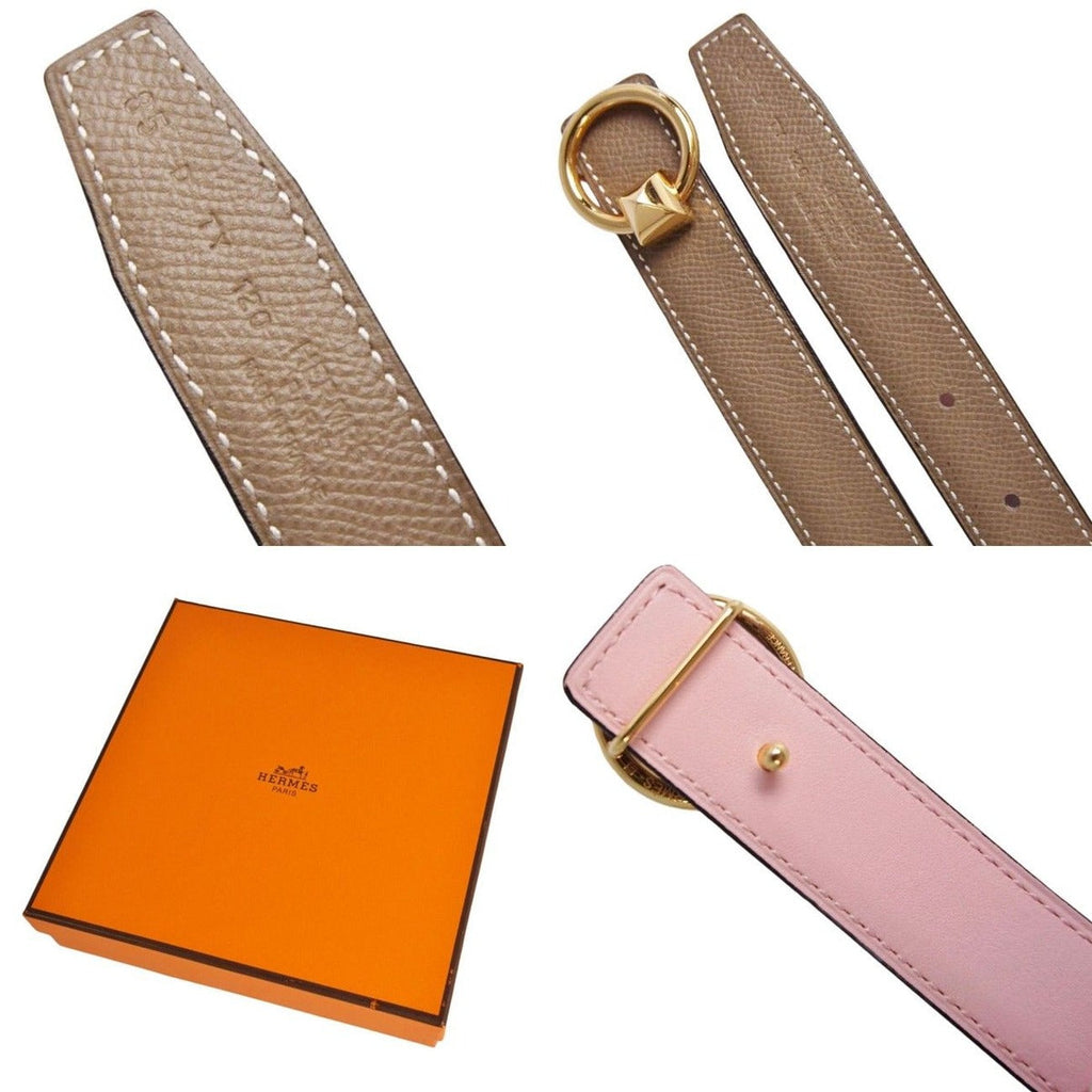 Hermes Belt Leather Medle Buckle Greige Pink