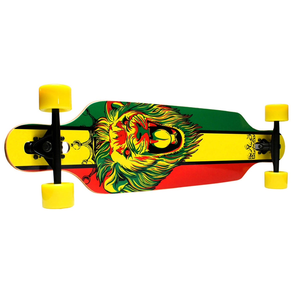 Krown Longboard Complete Elite Drop Through Rasta Lion - Yellow Wheels