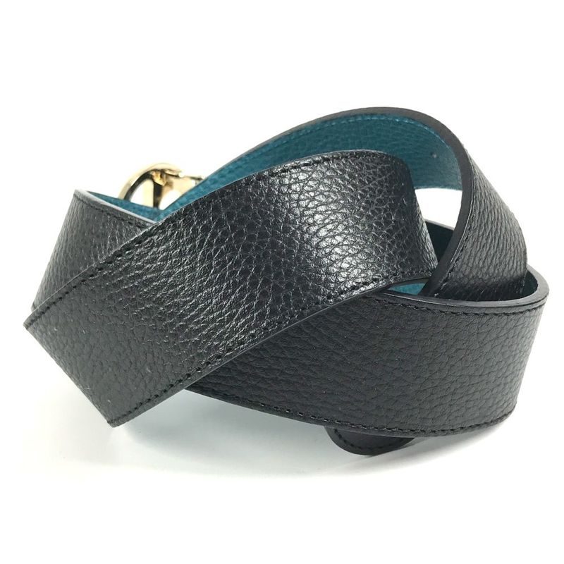 Gucci Belt Double G GG Logo Leather Black