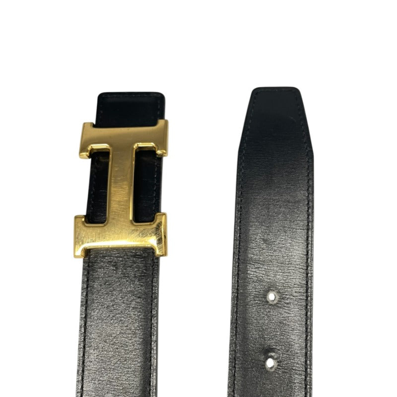 Hermes Constance H Buckle Reversible Belt Black Blue Gold Hardware