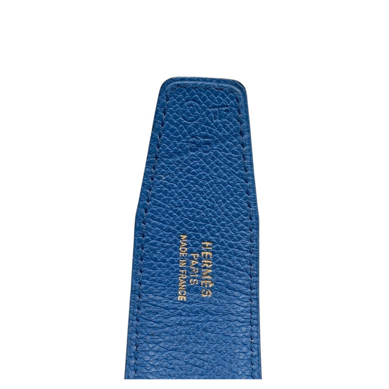 Hermes Constance H Buckle Reversible Belt Black Blue Gold Hardware