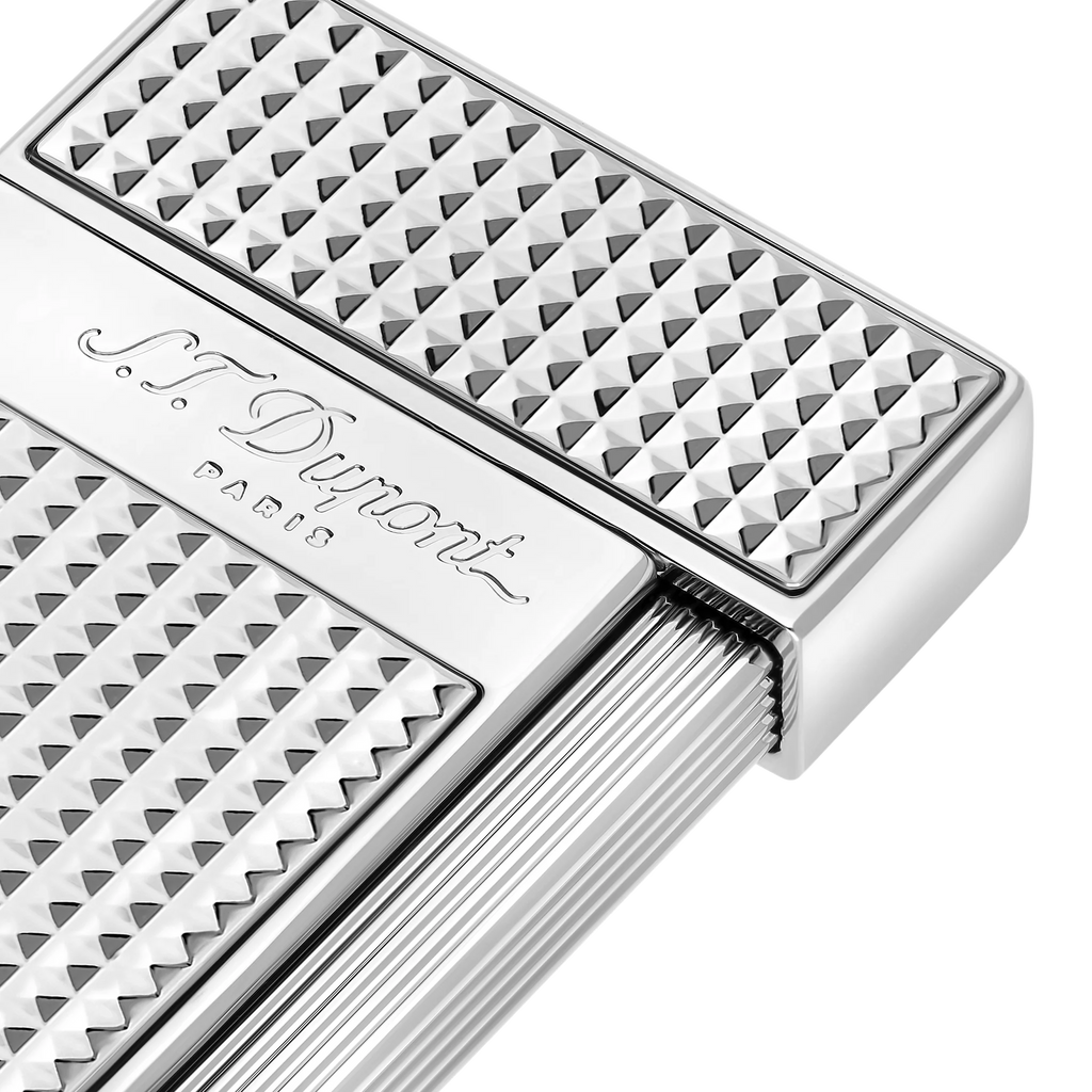 S.T. DUPONT SLIMMY DIAMOND HEAD SILVER LIGHTER/BRIQUET 028010