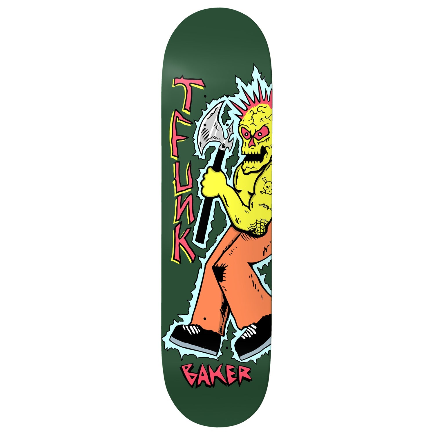 Baker Skateboard Deck T-Funk Axe Man Green 8.38" x 32"