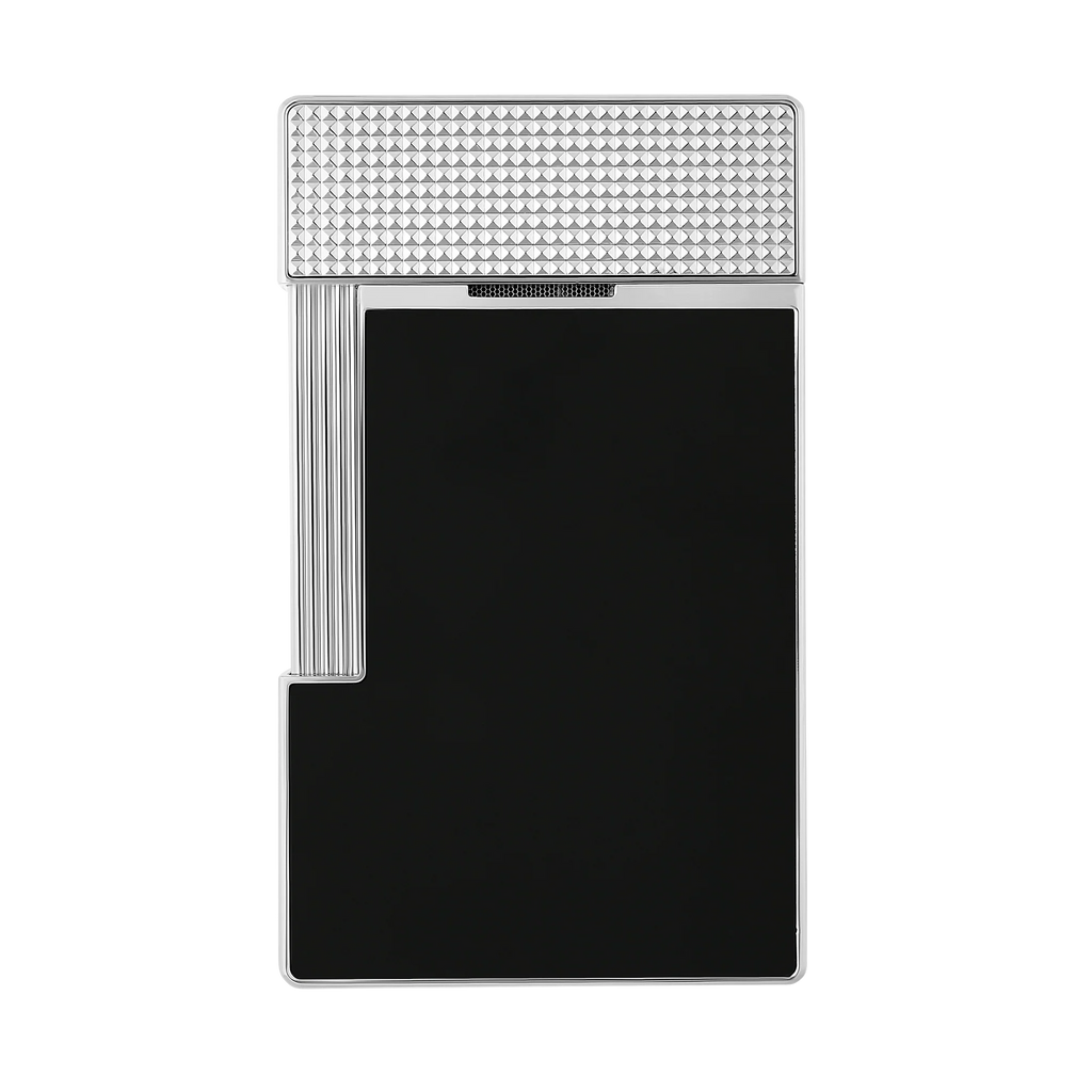 S.T. Dupont Black Lacquered Silver Table Lighter/Briquet T20101