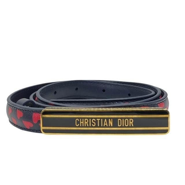 Christian Dior I Love Paris Belt Accessories Heart Pattern Logo Total Leather