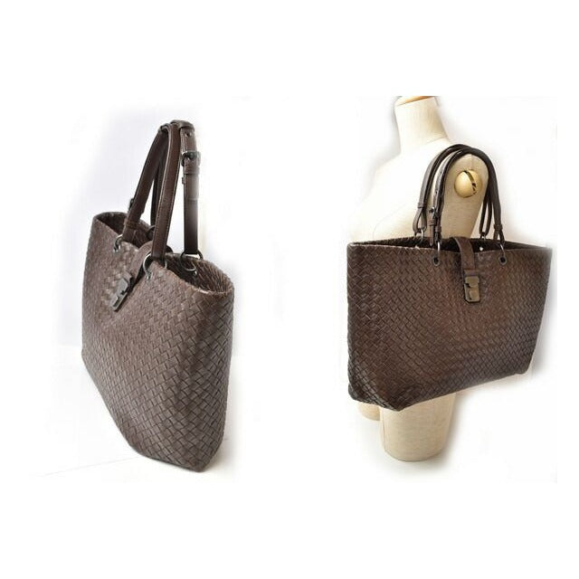 Bottega Veneta A4 Size Tote Bag Intrecciato Leather Dark