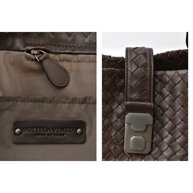 Bottega Veneta A4 Size Tote Bag Intrecciato Leather Dark