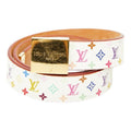 Louis Vuitton Monogram Multicolor Ceinture Carre 80 32 White Gold Leather Belt