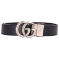 Gucci GG Logo Buckle Reversible Leather Belt 90