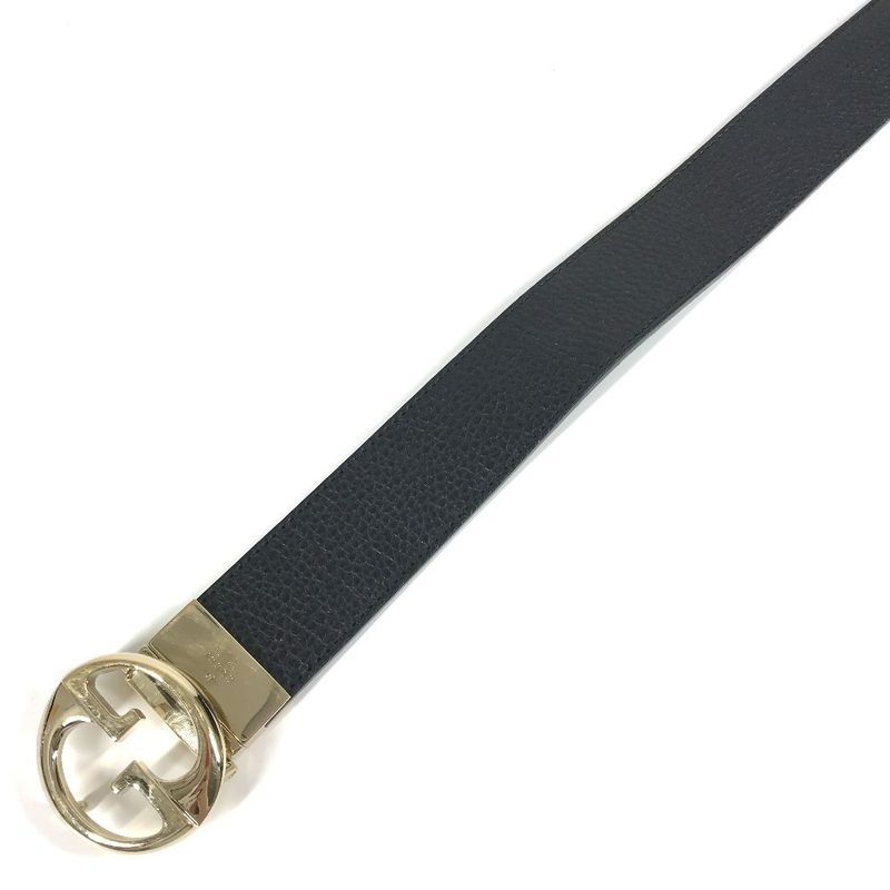 Gucci Belt Double G GG Logo Leather Black