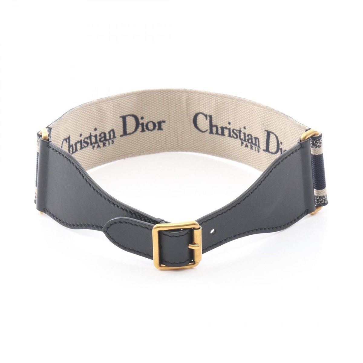 Dior Belt Embroidery Navy Canvas Leather