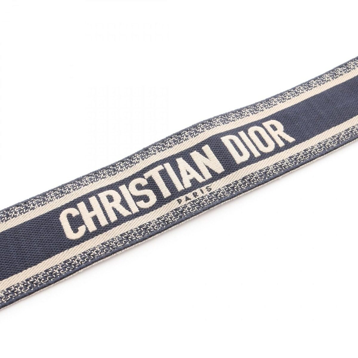 Dior Belt Embroidery Navy Canvas Leather