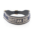 Dior Belt Embroidery Navy Canvas Leather
