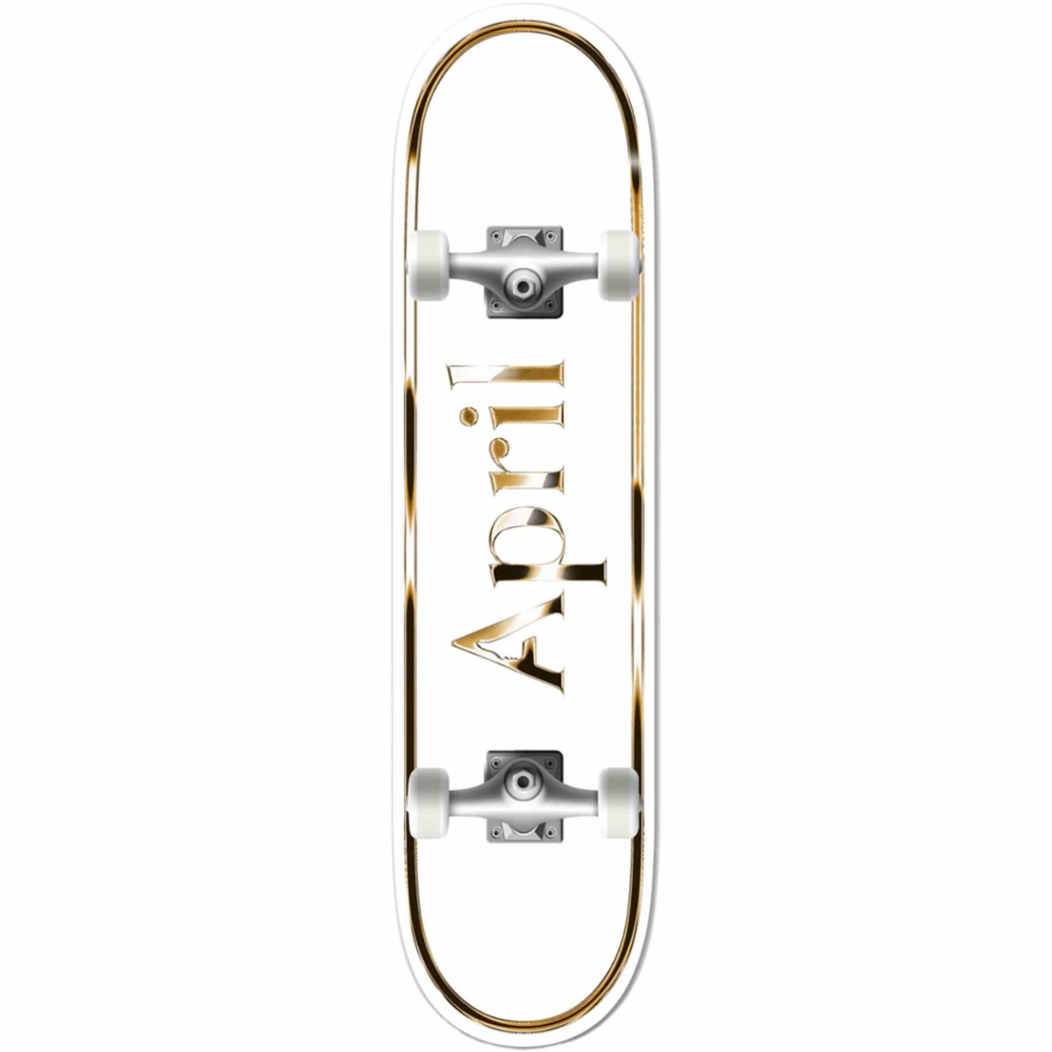 April OG Logo Golden White Skateboard Complete 8"