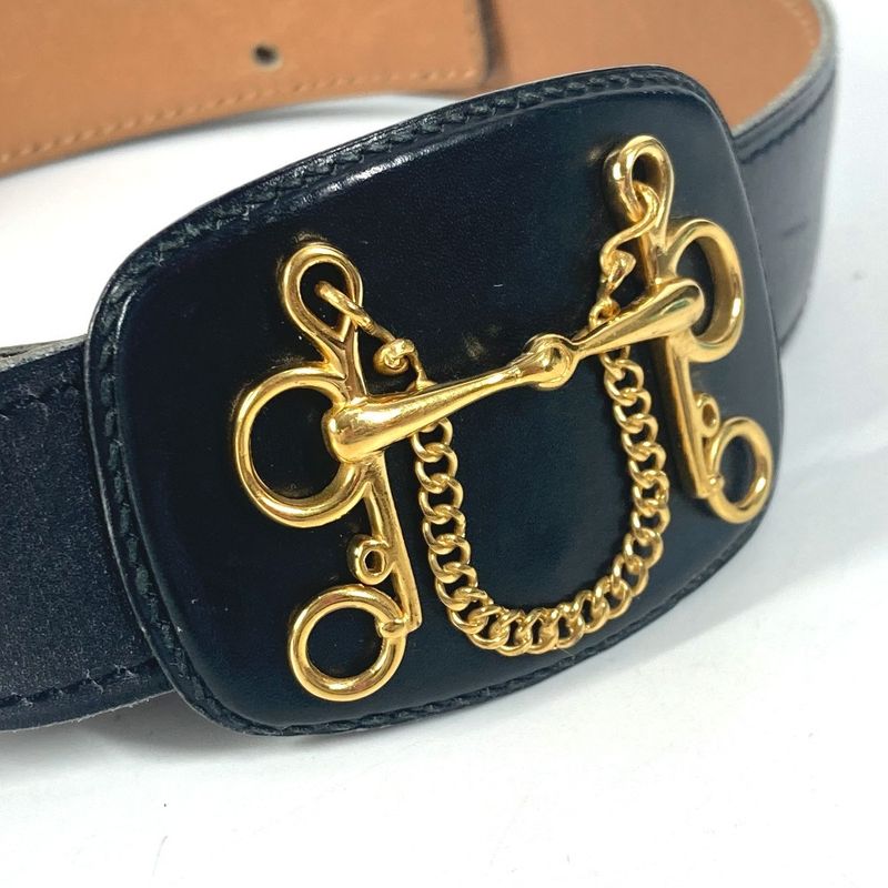 Hermes Belt Vintage Buckle Leather Black