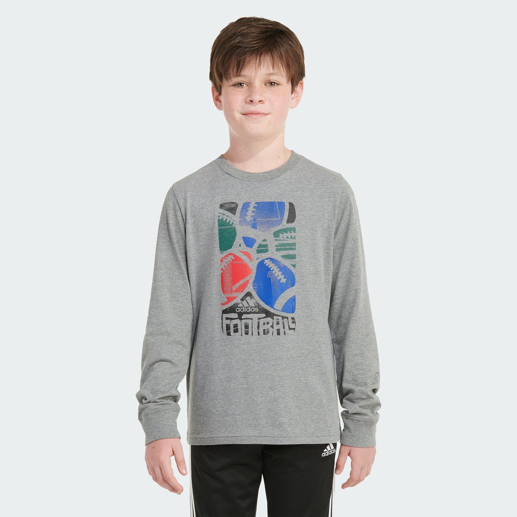 Kids' adidas Long Sleeve Graphic Heather Tee
