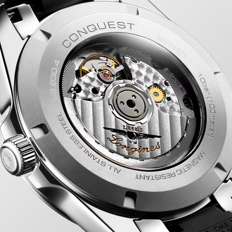 Conquest Auto 41 mm Black on Rubber Strap