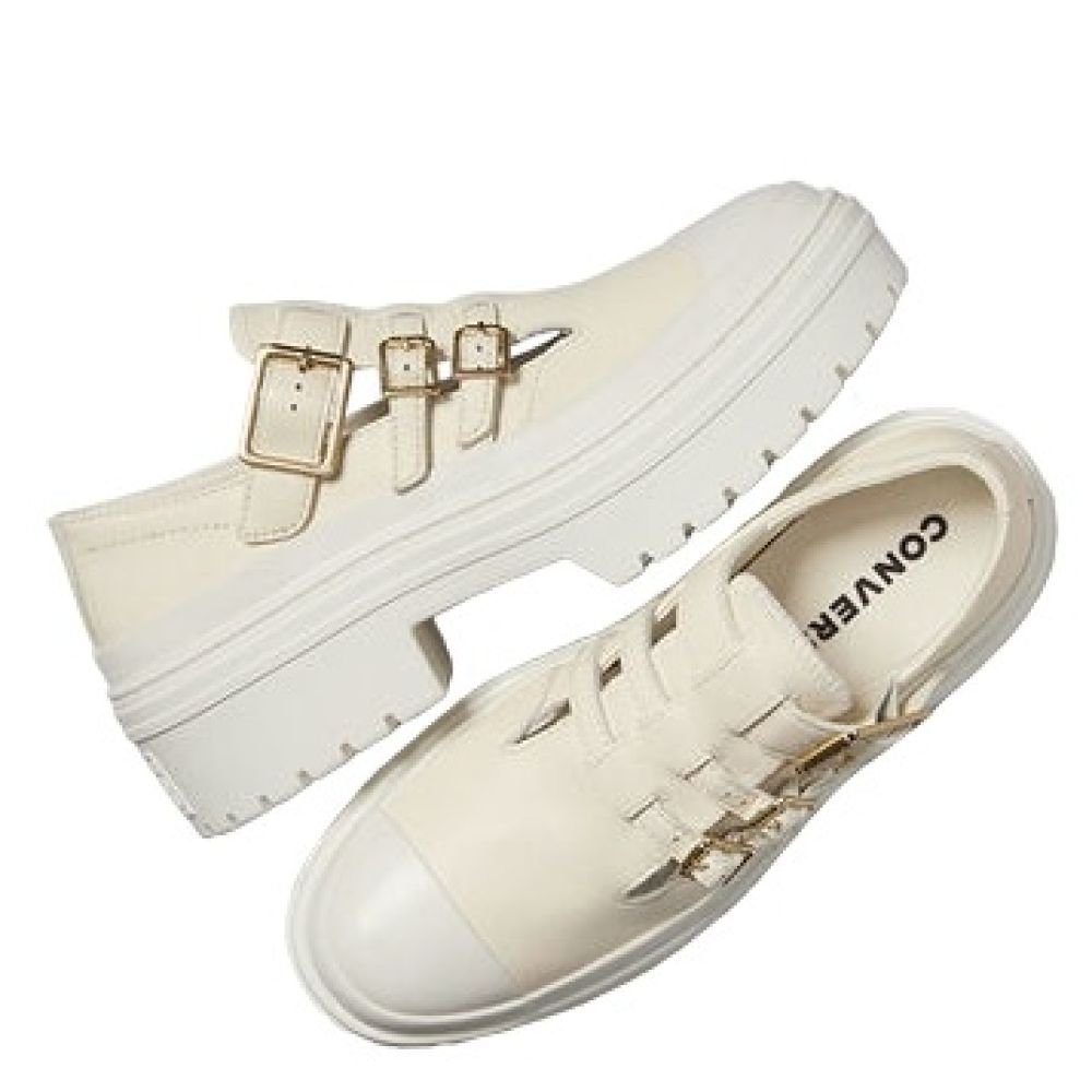 Converse Women's Chuck Taylor All Star Lugged Heel Mary Jane Platform in Egret/Egret/Gold