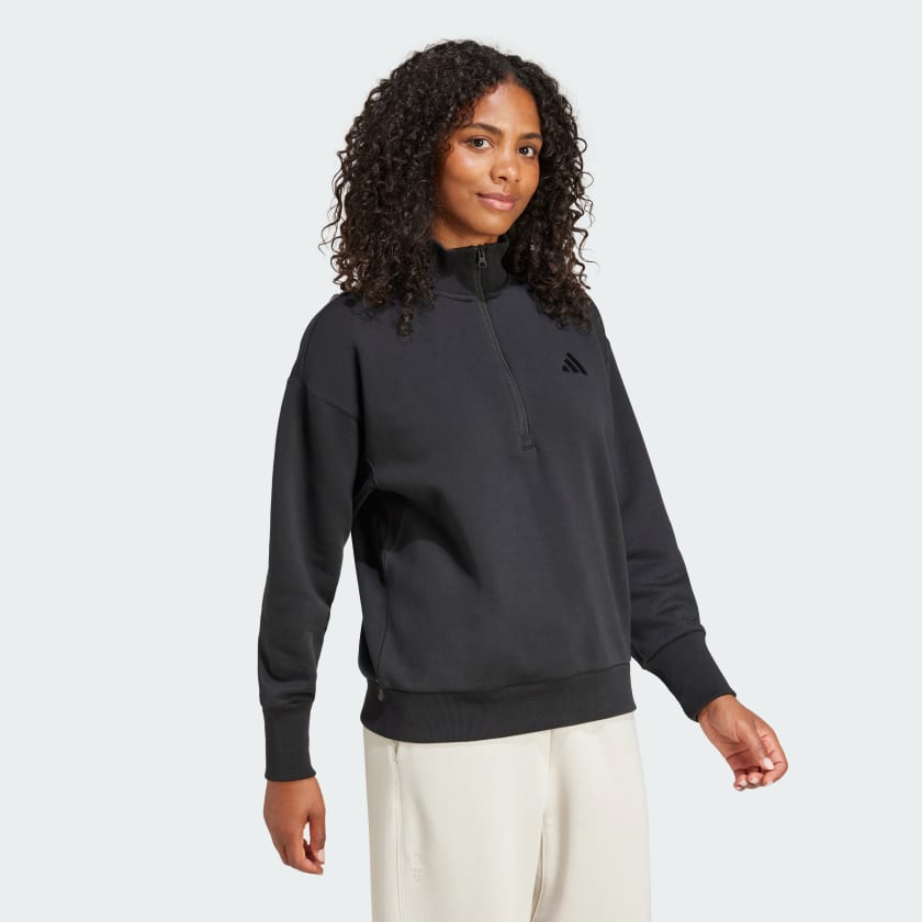 Women's adidas ALL SZN Fleece Loose Quarter-Zip Sweatshirt