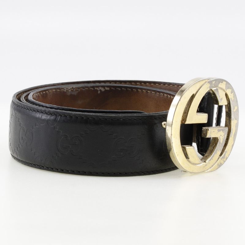 Gucci Interlocking GG Cima Leather Black Belt