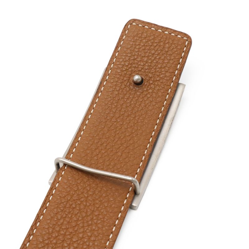 Hermes H Plate Belt Reversible Box Calf Togo Leather Black Brown
