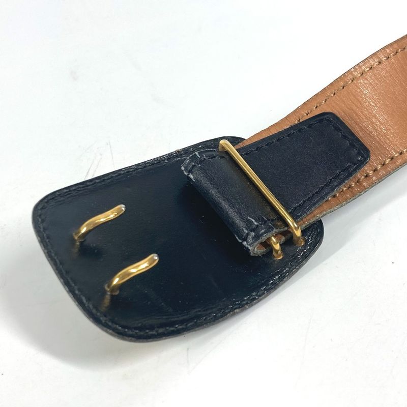 Hermes Belt Vintage Buckle Leather Black
