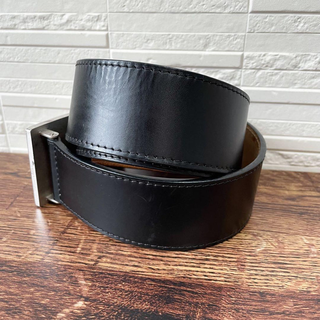 Louis Vuitton Leather Silver Buckle Ceinture Belt Black