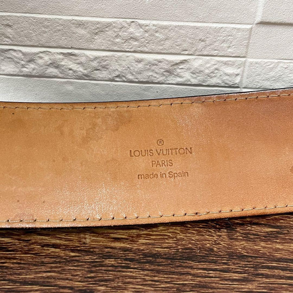 Louis Vuitton Leather Silver Buckle Ceinture Belt Black