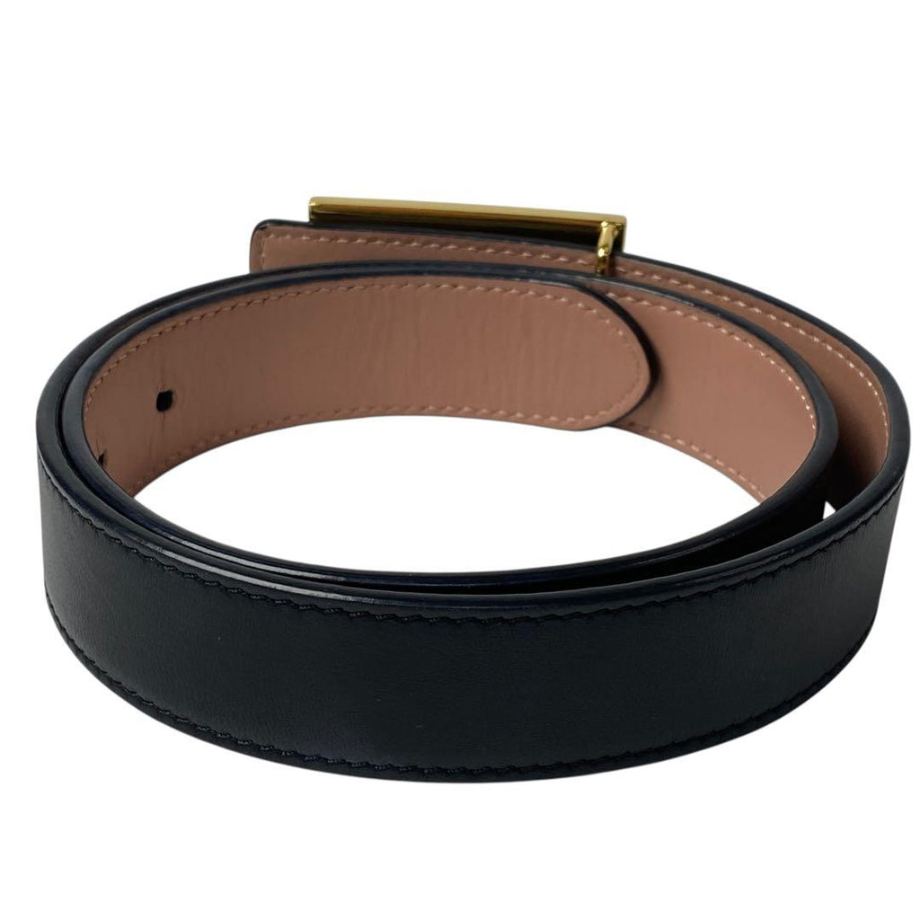 Fendi FF Leather Belt Buckle Black