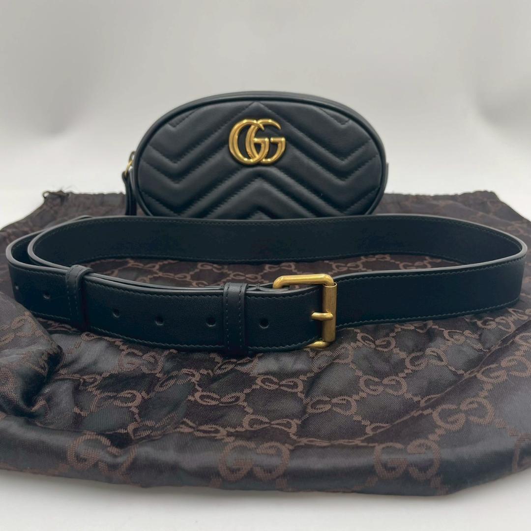 Gucci Marmont Matelasse Leather Belt Bag Black