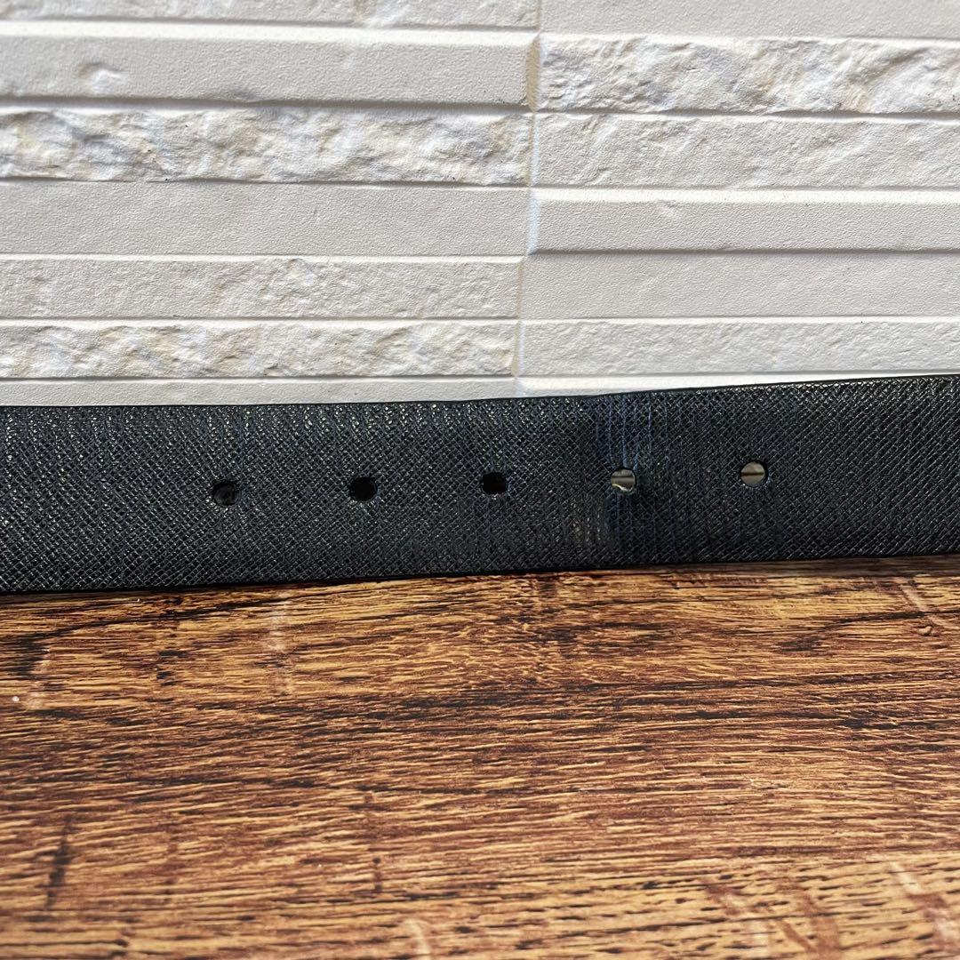 Prada Saffiano Leather Silver Buckle Belt Black