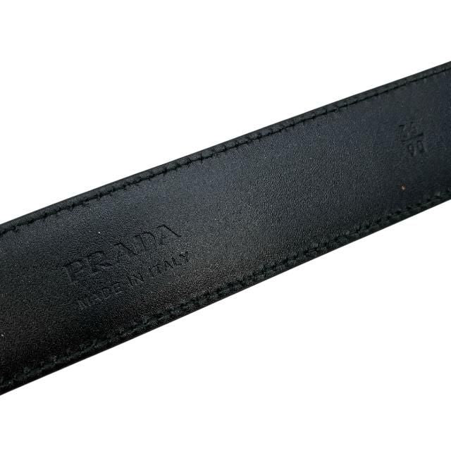 Prada 2 Cc121 4 Belt Saffiano Leather Black Silver