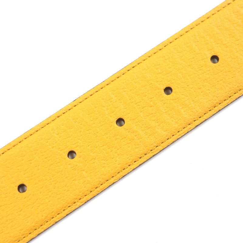 Gucci Memorable Buckle g Logo Bicolor Leather Belt Yellow Blue
