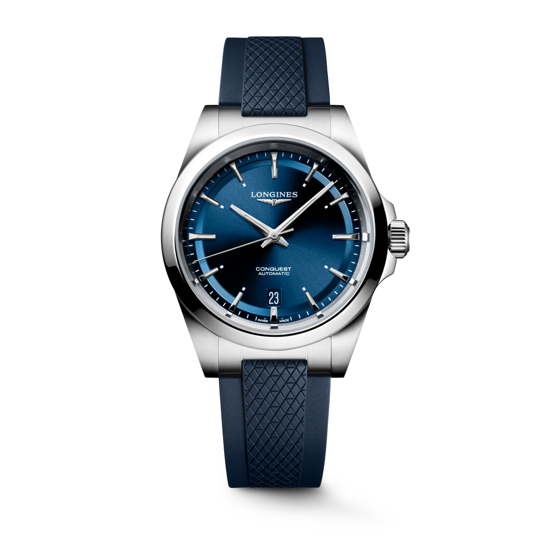 Conquest Auto 38 mm Blue on Rubber Strap *