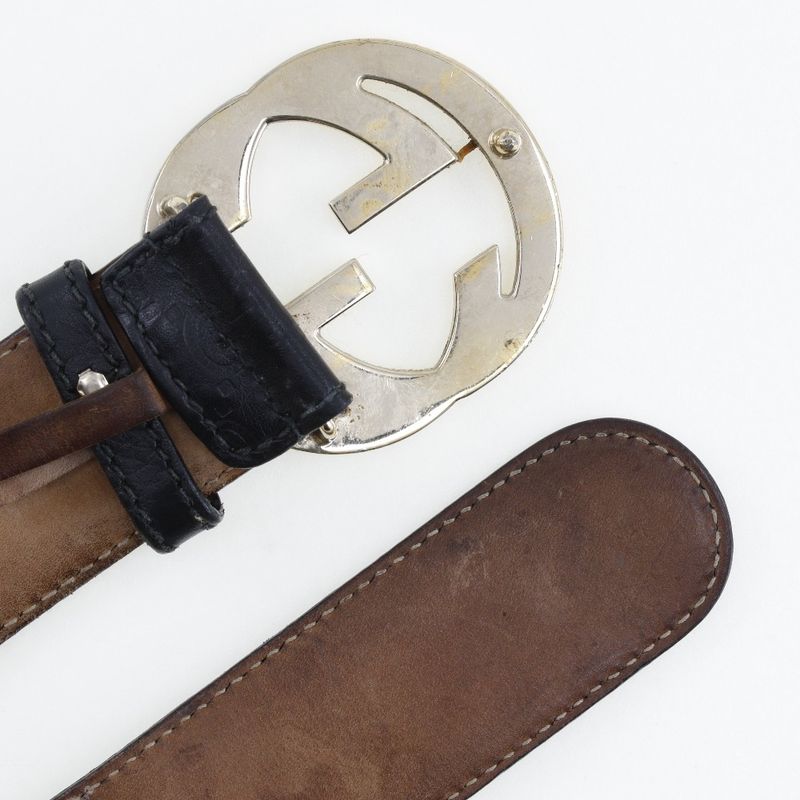 Gucci Interlocking GG Cima Leather Black Belt