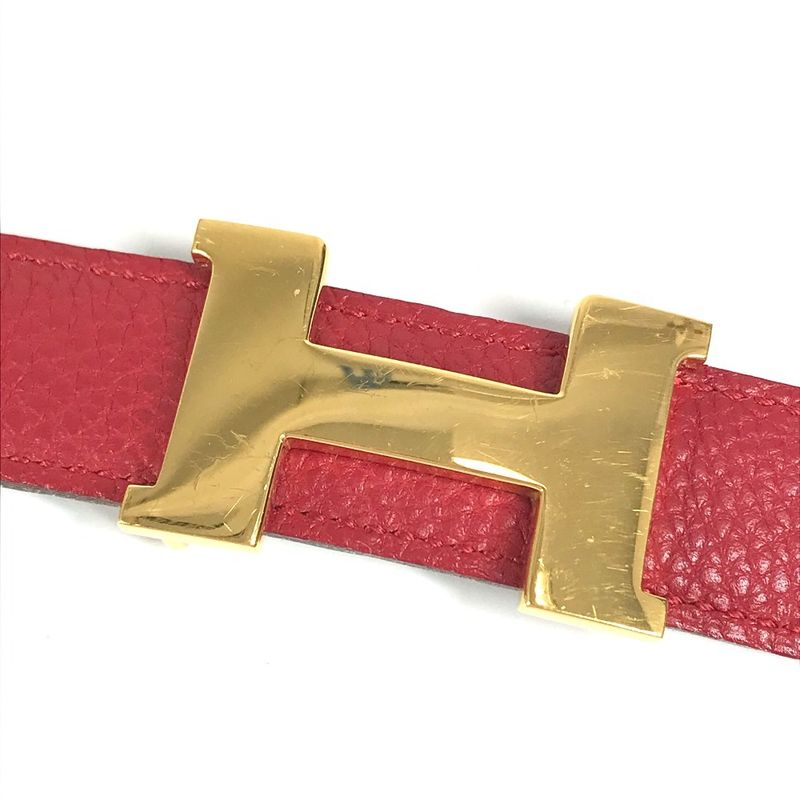 Hermes Belt H Constance Leather Red And Black
